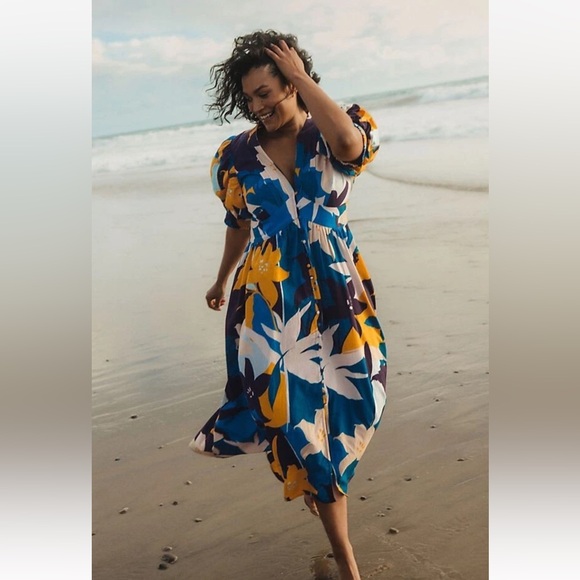 NWT Anthropologie Conditions Apply Ronika Maxi
Dress Puff Sleeve Floral Print XL - Picture 2 of 16